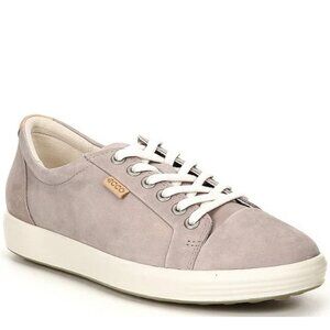 Ecco Women's Soft Suede Taupe VII Leather Lace Up Sneakers 10